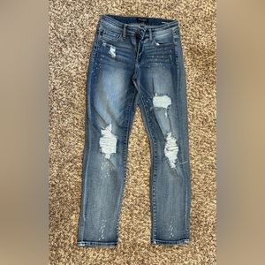 Judy Blue Mid Rise Bleach Splatter Boyfriend Jeans